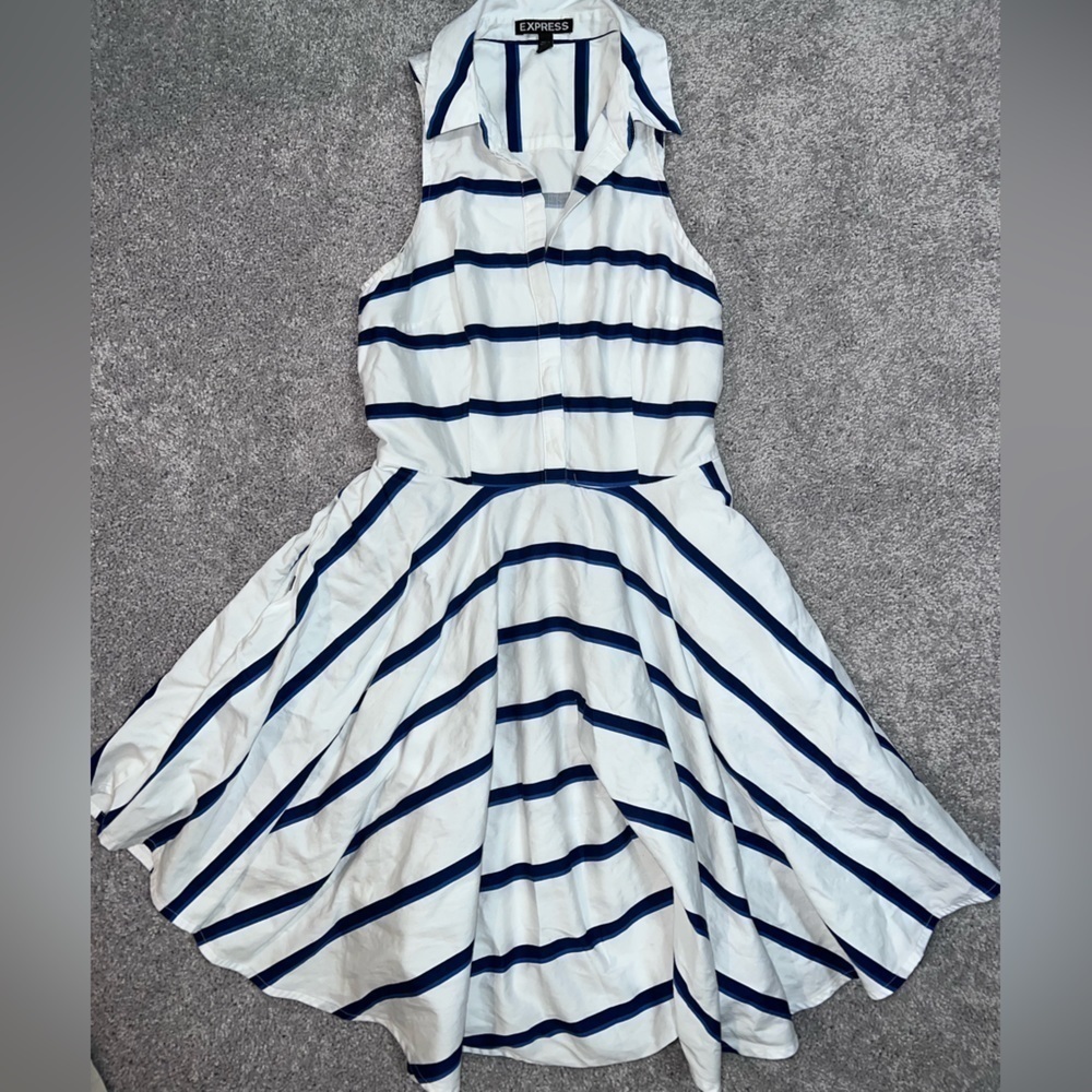Express fit and flare sleeveless collared dress